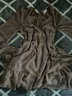 Brown Leopard Print Wrap Dress
